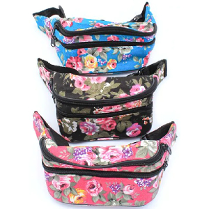 Floral Fabric Bum Bag - Blue