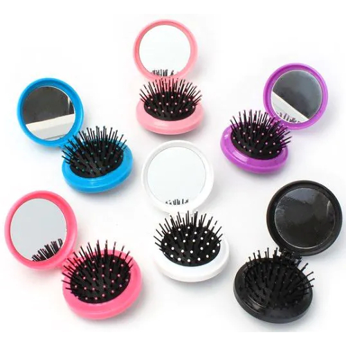 Folding Compact Hair Brush with Mirror